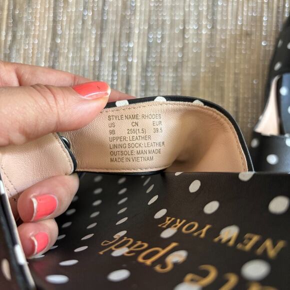 KATE SPADE | NWOT Women's Rhodes Black White Polka Dot Sandal Size 9 - Picture 5 of 5